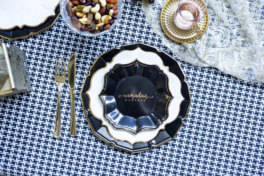 Ramadan Black Dessert Plate (case of 12)